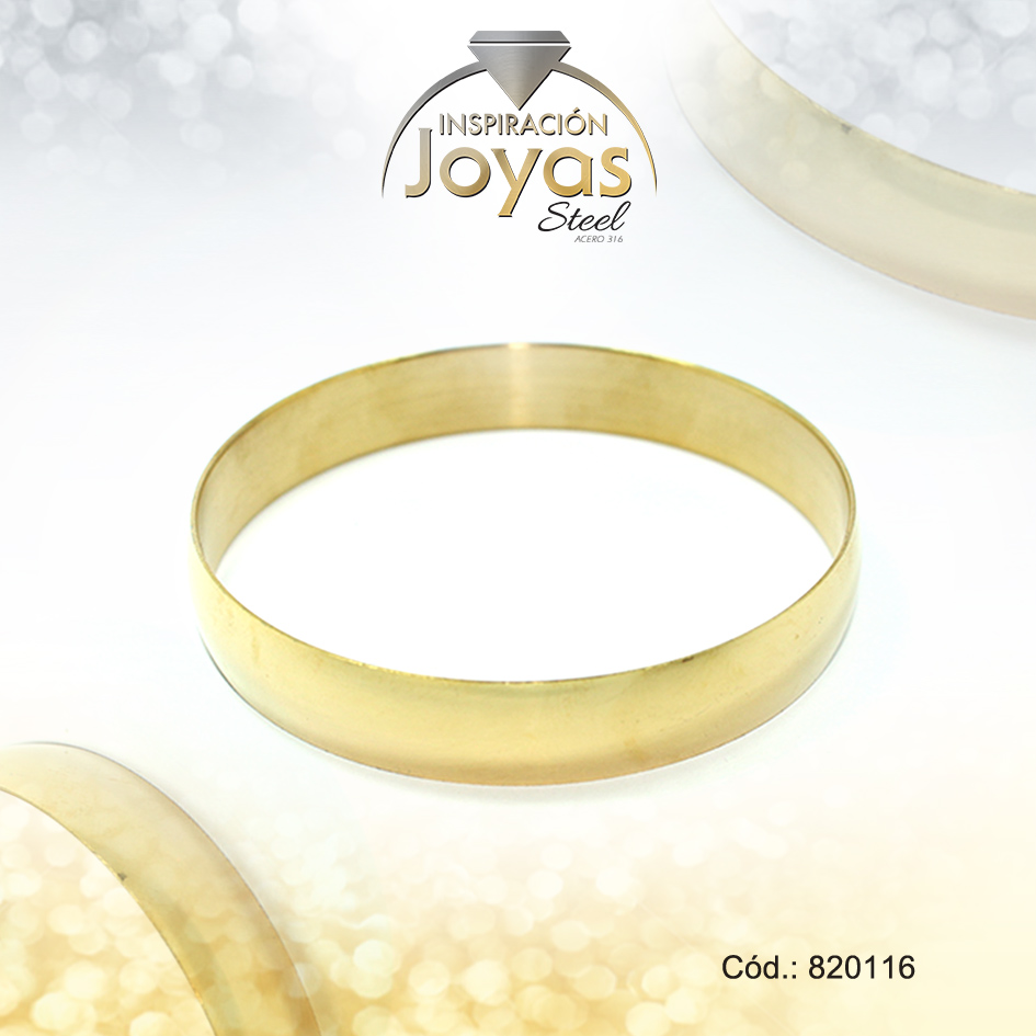 820116 Pulsera de Acero Brazalete Dorado Redondo - 820116 - Imagen 1