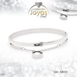 Pulsera de Acero Brazalete Circón Plateado Círculo  - 820131