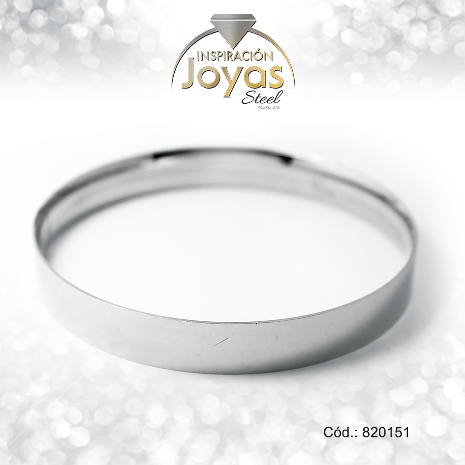 820151 Pulsera de Acero Brazalete Plateado Redondo - 820151 - Imagen 1