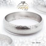 Pulsera de Acero Brazalete Plateado Redondo  - 820154