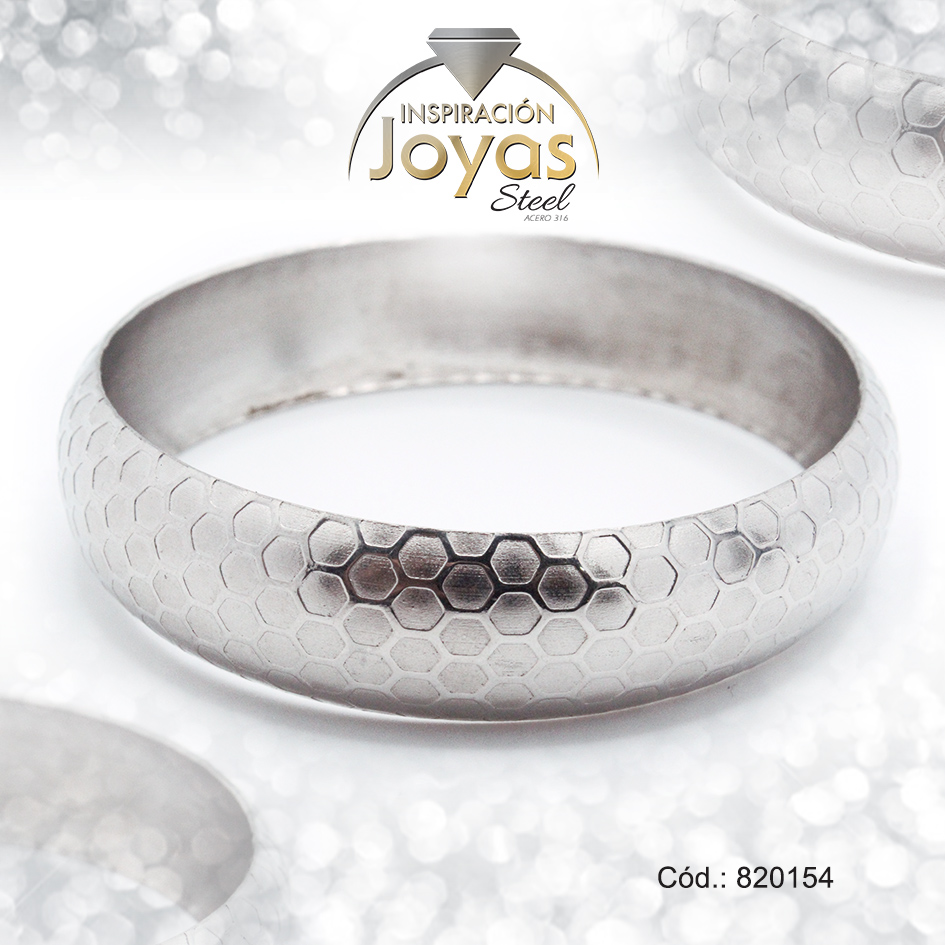 820154 Pulsera de Acero Brazalete Plateado Redondo - 820154 - Imagen 1