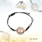 Pulsera de Acero Ajustable Hilo Negro Letra E Multi Color - 820185