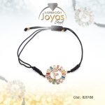 Pulsera de Acero Ajustable Hilo Negro Letra F Multi Color - 820186