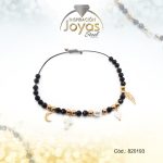 Pulsera de Acero Ajustable Hilo Negro Luna, Cruz, Corazón, Ala Dorado - 820193