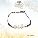 Pulsera de Acero Ajustable Hilo Negro Familia Dorado - 820202