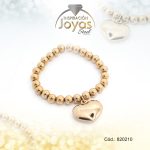 Pulsera de Acero Elástica Piedra Dorado Corazón  - 820210