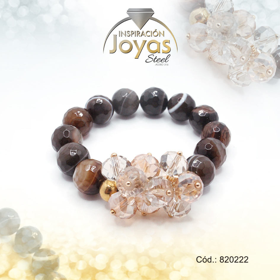 820222 Pulsera de Acero Elástica Piedra Dorado Esfera Multi Color - 820222 - Imagen 1