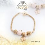 Pulsera de Acero Variado Esmalte Dorado Pandora Mariposa Blanco - 820227