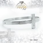 Pulsera de Acero Brazalete Plateado Cruz  - 820237