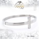 Pulsera de Acero Brazalete Plateado Cruz  - 820238