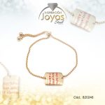 Pulsera de Acero Ajustable Hilo Dorado Motivacional Rojo - 820246