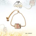 Pulsera de Acero Ajustable Hilo Dorado Motivacional Rojo - 820247
