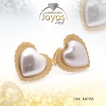Zarcillo de Acero - Aleación Perla - Dorado - Corazón - 840165