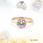 Anillo de Acero Solitario Circón Dorado Círculo Talla 6 - 860574