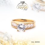 Anillo de Acero Solitario Circón Dorado Círculo Talla 6 - 860583