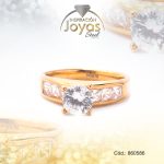 Anillo de Acero Solitario Circón Dorado Círculo Talla 9 - 860586