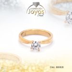 Anillo de Acero Solitario Circón Dorado Círculo Talla 9 - 860626