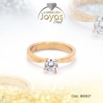 Anillo de Acero Solitario Circón Dorado Círculo Talla 10 - 860627