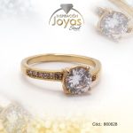 Anillo de Acero Solitario Circón Dorado Círculo Talla 9 - 860628