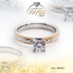 Anillo de Acero Solitario Circón Dorado Círculo Talla 6 - 860637