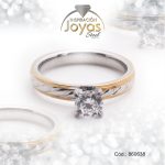 Anillo de Acero Solitario Circón Dorado Círculo Talla 7 - 860638