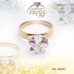 Anillo de Acero Solitario Circón Dorado Círculo Talla 6 - 860657