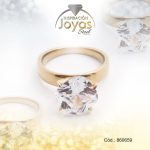 Anillo de Acero Solitario Circón Dorado Círculo Talla 9 - 860659