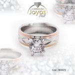 Anillo de Acero Solitario Circón 2 Tonos Círculo Talla 7 - 860670