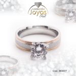 Anillo de Acero Solitario Circón 2 Tonos Círculo Talla 9 - 860677