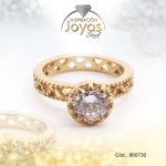 Anillo de Acero Solitario Circón Dorado Círculo Talla 7 - 860730