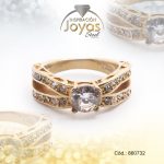 Anillo de Acero Solitario Circón Dorado Círculo Talla 5 - 860732