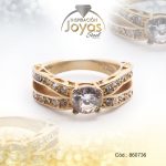 Anillo de Acero Solitario Circón Dorado Círculo Talla 9 - 860736