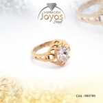 Anillo de Acero Solitario Circón Dorado Óvalo Talla 4 - 860789