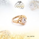 Anillo de Acero Solitario Circón Dorado Círculo Talla 5 - 860790