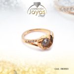Anillo de Acero Solitario Circón Dorado Círculo Talla 6 - 860800