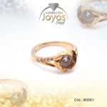 Anillo de Acero Solitario Circón Dorado Círculo Talla 9 - 860801