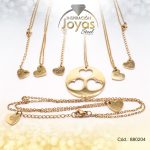 Conjunto de Acero Dama Cadena + Dije Corazón Dorado - 880204
