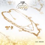 Conjunto de Acero Dama Gargantilla + Zarcillo Estrella Dorado - 880206