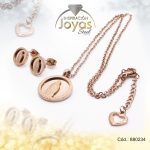 Conjunto de Acero Dama Cadena + Dije + Zarcillo Virgen La Milagrosa Rose Gold - 880234