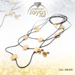 Conjunto de Acero Dama Gargantilla + Zarcillo Circulo Negro Cuero - 880290