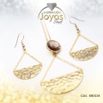 Conjunto de Acero Dama Cadena + Dije + Zarcillo Triangulo Dorado - 880334