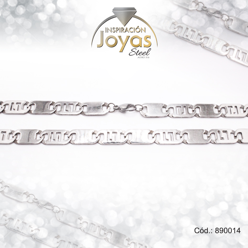 890014 Conjunto de Acero Caballero Pulsera + Cadena Plateado - 890014 - Imagen 1