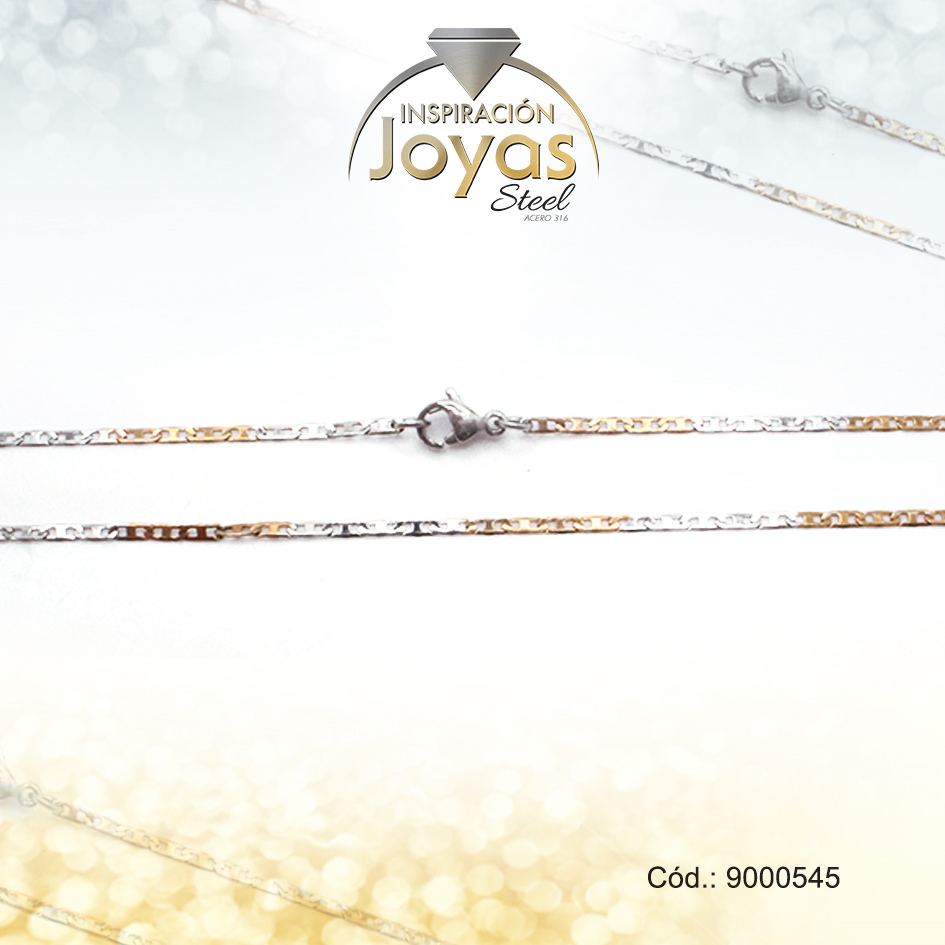 9000545 Cadena de Acero Dama 2 Tonos Tejido Valentino Medida 45 cm - 9000545 - Imagen 1
