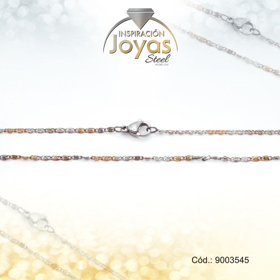 9003545 Cadena de Acero Dama 3 Tonos Tejido Lumacchina Medida 45 cm - 9003545 - Imagen 1