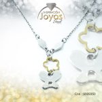 Cadena de Acero 2 Tonos Con Dije Mariposa, Flor  Medida 50 cm - 9009350