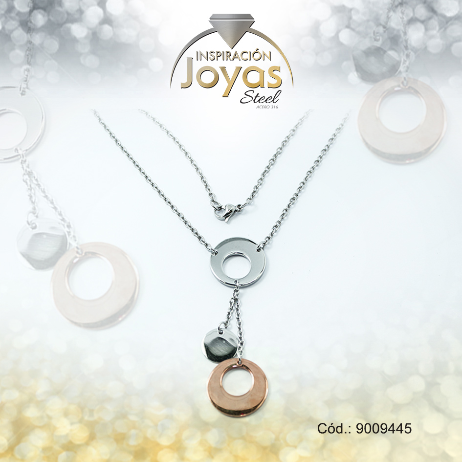 9009445 Cadena de Acero 2 Tonos Con Dije Círculo Medida 45 cm - 9009445 - Imagen 1