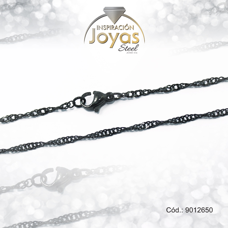 9012650 Cadena de Acero Dama Negro Tejido Figaro Medida 50 cm - 9012650 - Imagen 1