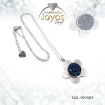 Cadena de Acero Plateado Con Dije Flor Piedra Azul Medida 45 cm - 9014345