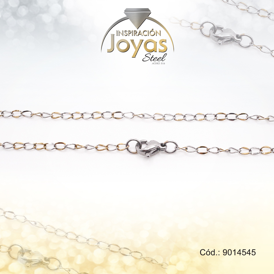 9014545 Cadena de Acero Dama 2 Tonos Tejido Rombo Medida 45 cm - 9014545 - Imagen 1