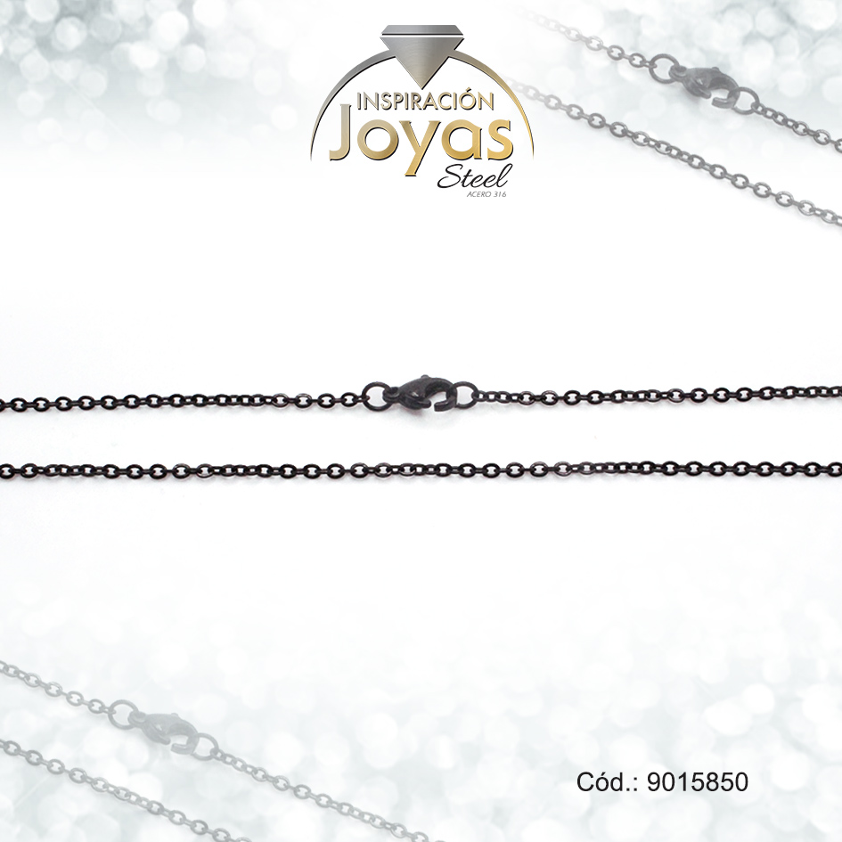 9015850 Cadena de Acero Dama Negro Tejido Volga Medida 50 cm - 9015850 - Imagen 1